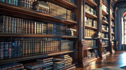 Obraz premium Wonderful Bookshelf with old books in the Library