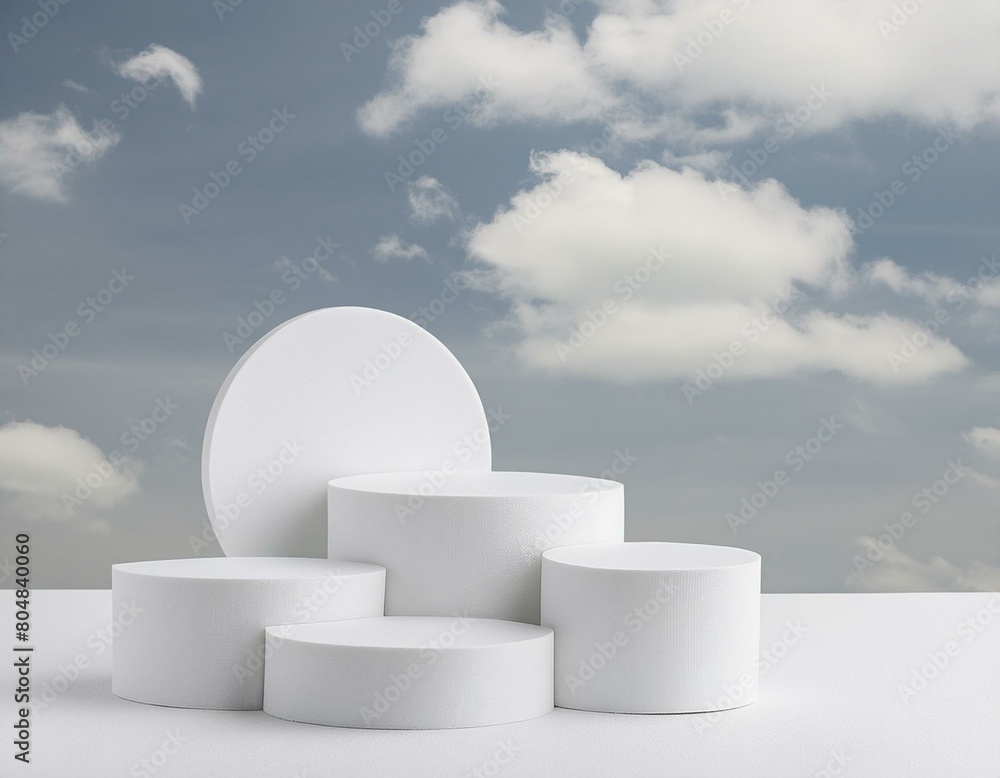 Poster abstract white minimal modern podium pedestal platform for product display showcase presentation 3d 