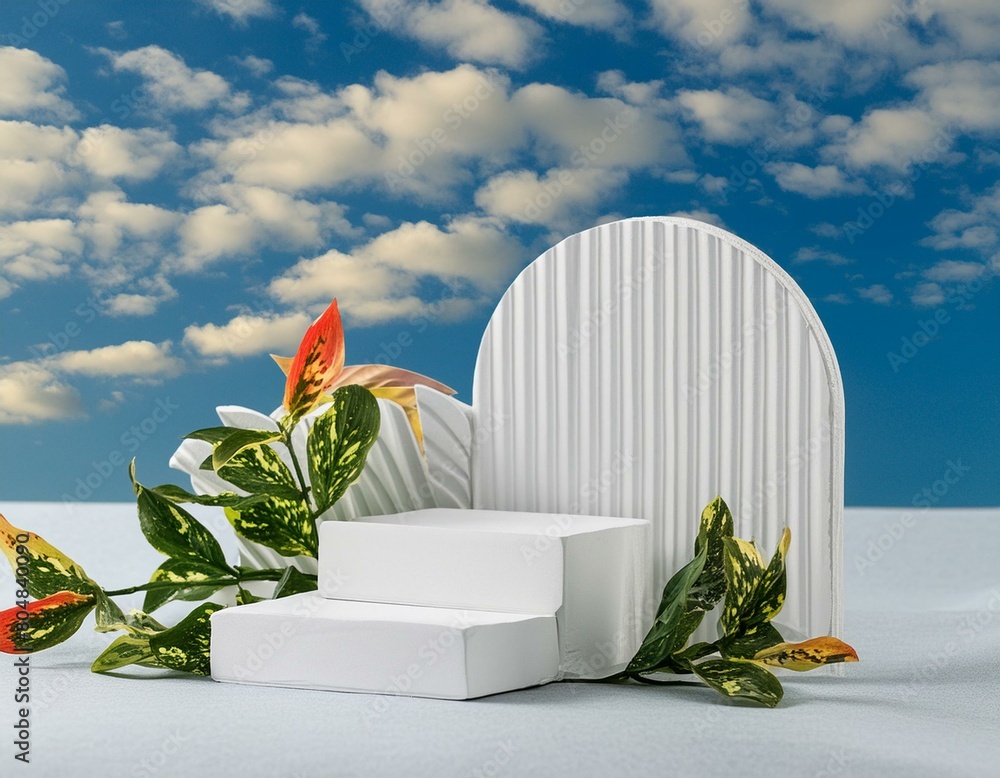 Aufkleber abstract white minimal modern podium pedestal platform for product display showcase presentation 3d 