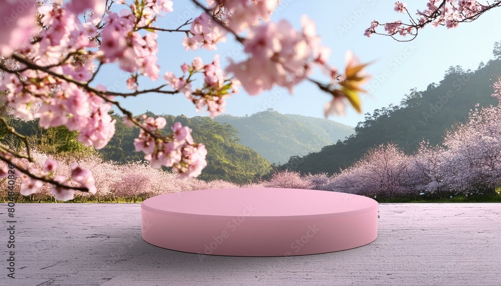 Poster pink stage podium mock up product display showcase 3d rendering
