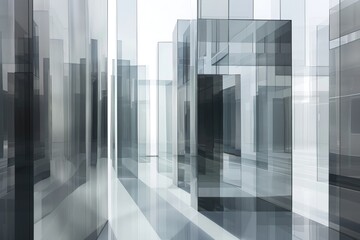 Obraz premium 3d render of abstract architecture background with glass cubes in empty space