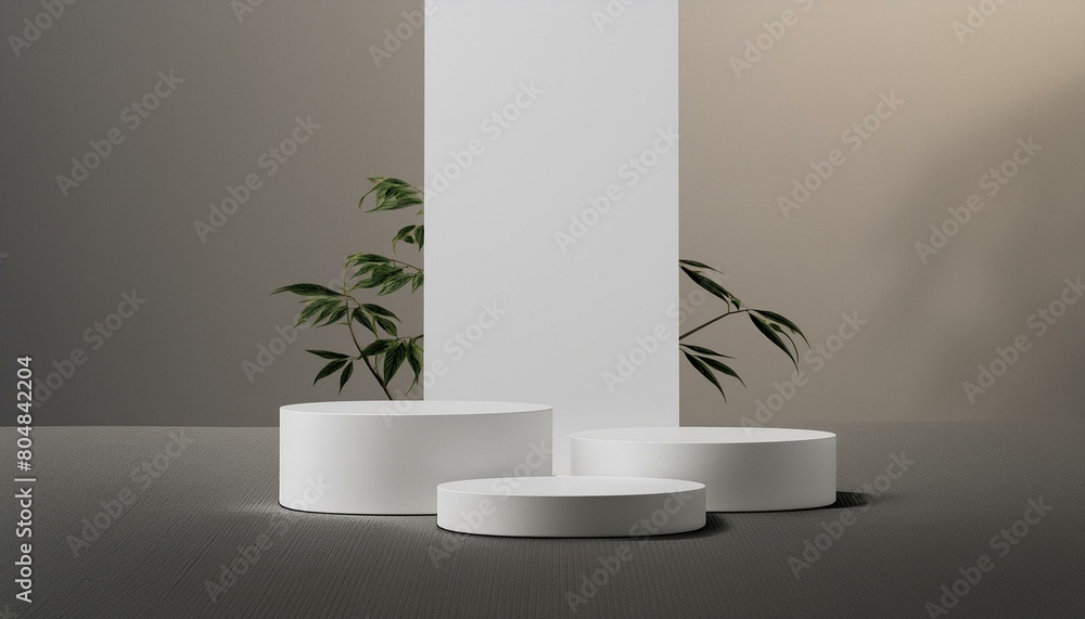 Poster minimal background.podium and white background for product presentation. 3d rendering illustration.