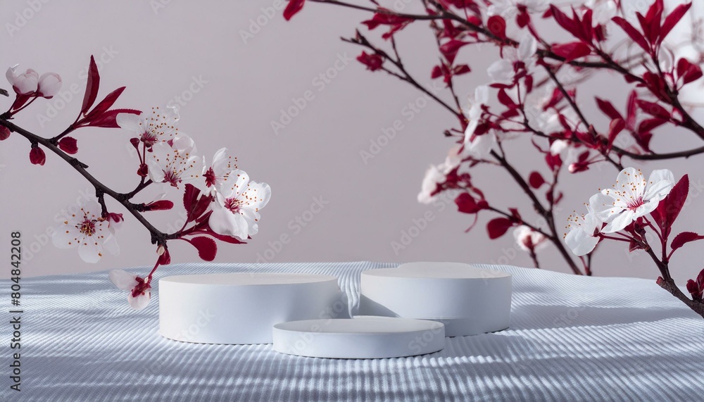 Poster minimal background.podium and white background for product presentation. 3d rendering illustration.