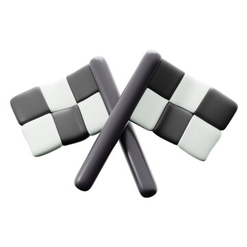 finish flag crossed, race sport equipment 3d icon illustration render design