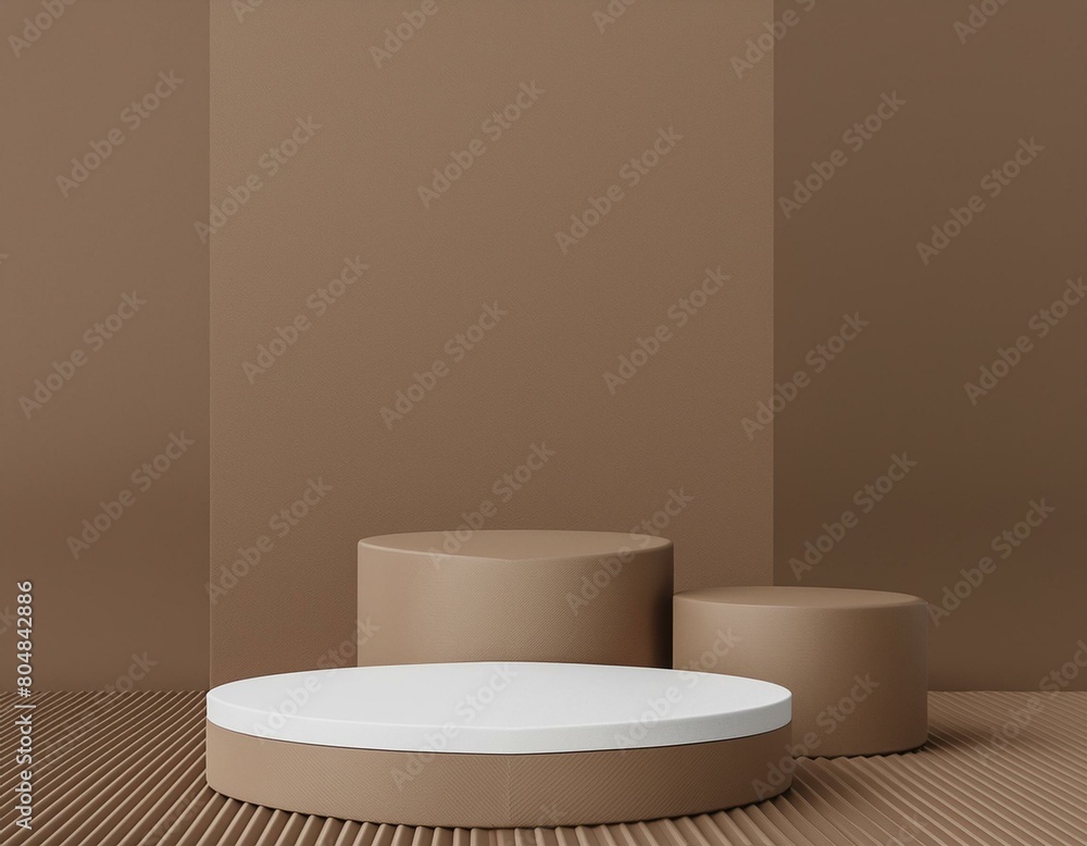 Poster 3d minimal background. 3d podium with brown background for product presentation. 3d rendering illust