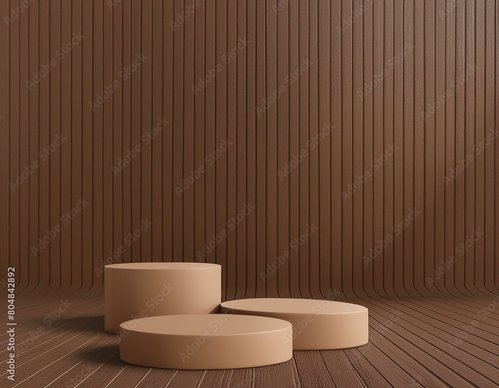 Poster 3d minimal background. 3d podium with brown background for product presentation. 3d rendering illust