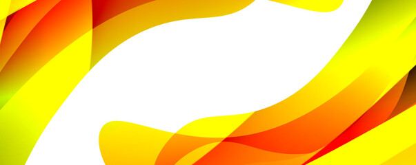 An artistic design featuring orange and yellow waves on a white background, inspired by the colors of amber and petals. The pattern includes circles, rectangles, and various tints and shades