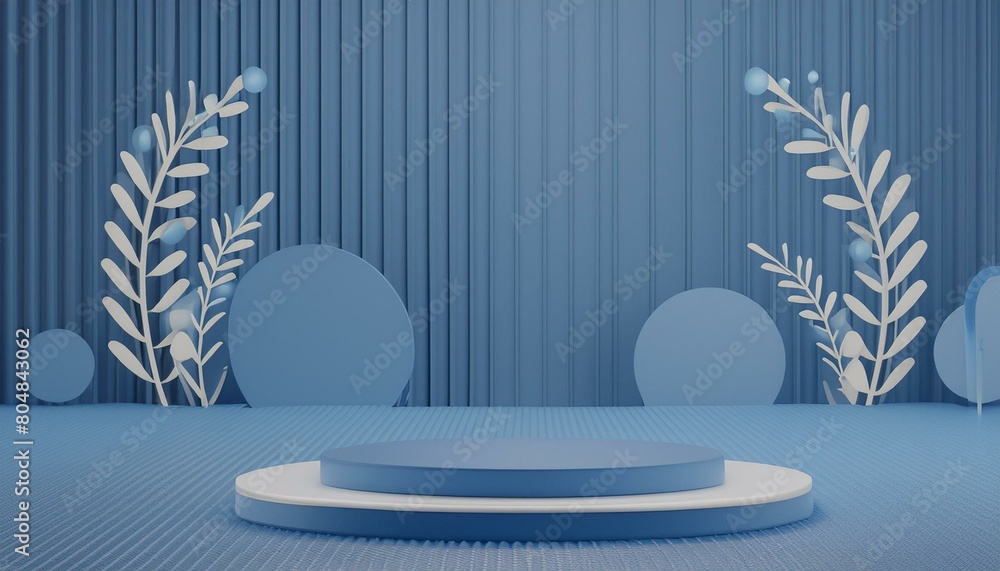 Poster minimal abstract background .podium with blue background for product presentation. 3d rendering illu