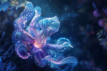 depicting glowing deep sea organisms
