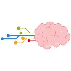 Brain with circuit line style icon. device network connection.
 vector. design