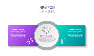 Vector infographic label design template 2 step process, presentation, flow chart, data graph