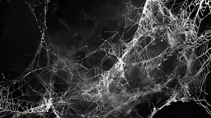 Intricate Spider Web Illuminated Against Dark Background Symbolizing Anxiety, Sleeplessness, and Haunting Past Memories