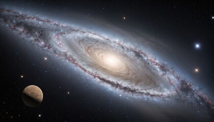 Naklejka premium wallpaper planet in space or wallpaper meteorite or wallpaper galaxy space