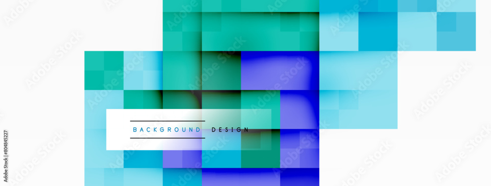 Poster a colorful and artistic image of parallel blue rectangles in shades of azure, aqua, and magenta on a