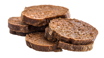 Slice of pumpernickel isolated on white background