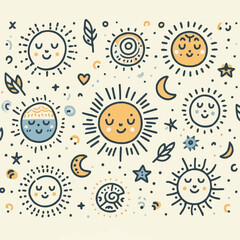 Free Vector Summer doodles seamless pattern on a white background