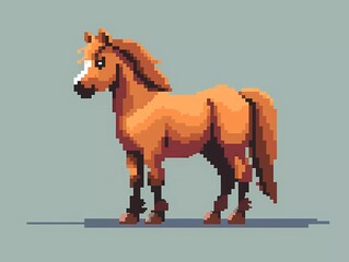 8-bit pixel cute horse, pixel art vector illustration. 