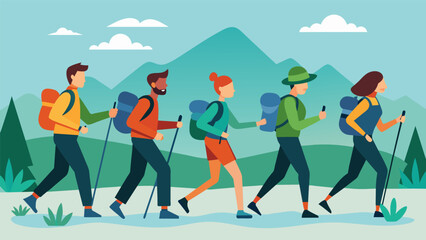 Skillful footwork and heightened awareness rather than heavy impacts and boisterous voices are the order of the day for a disciplined lowimpact hiking. Vector illustration