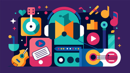 The DJs curated playlist features songs that evoke nostalgia and create an emotional connection with the audience. Vector illustration