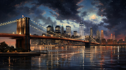 New York night city.