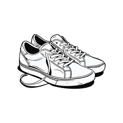 sneakers logo black and white lineart illustration