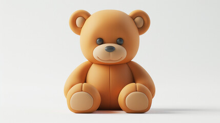 Fototapeta premium Brown teddy bear on a white background. Cute teddy bear and toy teddy isolated. lovely brown teddy bear isolated on white background, mock up for card cerebration. brown teddy bear sits.