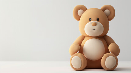 Fototapeta premium Brown teddy bear on a white background. Cute teddy bear and toy teddy isolated. lovely brown teddy bear isolated on white background, mock up for card cerebration. brown teddy bear sits.