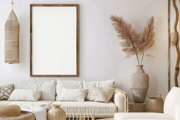 Poster Frame Mockup in Nomadic Boho Style created with Generative AI