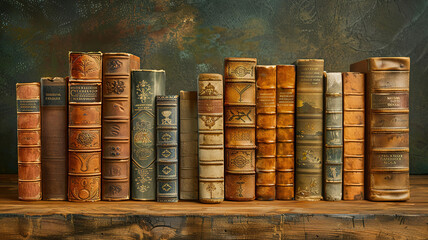 Wonderful A Old ancient books, historical books, Collection of human knowledge concept, Wide format