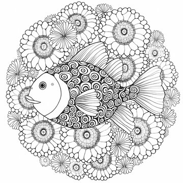 fish mandala coloring book