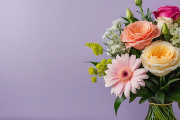 Bouquet of flower in copy-space background concept, big blank space. Delicate Mallow Bouquet