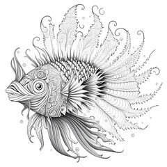 illustration of a fish mandala coloring page