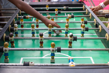 Kids play table soccer at a pop-up event in Lagos, Nigeria on April 13, 2024.