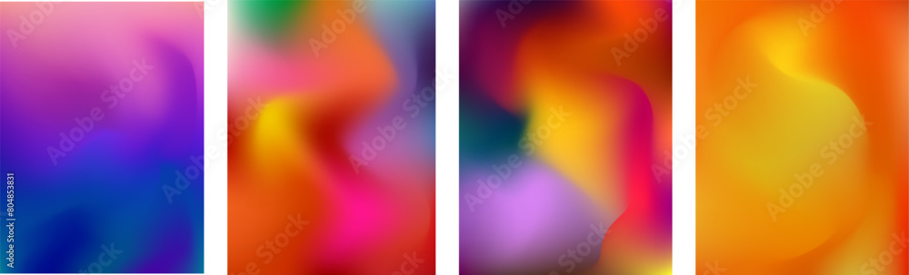 Poster a collection of colorful juicy covers created with a gradient mesh. a vector set of vibrant designs 