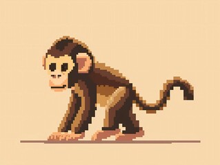 8-bit pixel cute monkey, pixel art vector illustration. 
