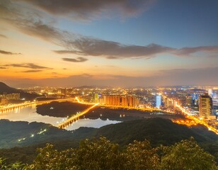 Fototapeta premium Beauty of lights and buildings with the city