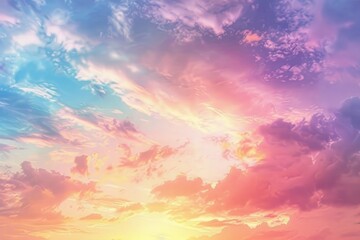 Sun and cloud background with a pastel colored, gradient pastel