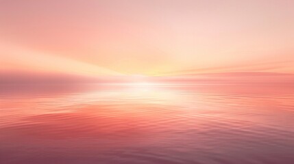 Fototapeta premium Imagine a serene sunrise casting its glow over calm waters, depicted in a peach fuzz color tone, with a smooth gradient background that enhances the peacefulness of the dawn AI Generate
