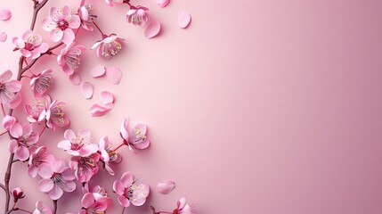 Elegant Pink Cherry Blossoms on a Soft Pastel Background