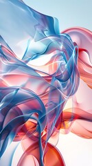 Surreal Organic Wallpaper: Red and Blue Tones, Realistic Light Usage, Flowing Forms
