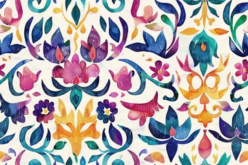 Colorful abstract floral pattern. Watercolor hand-painted flowers and leaves. Design for poster, banner, wallpaper, print