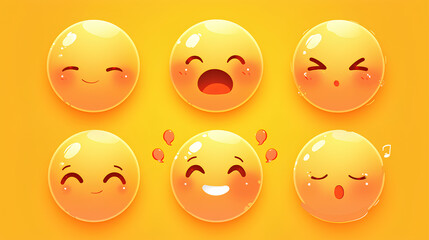 Vector Emoji Set with Different Reactions for Social Networks Isolated on White Background. Modern Emoticons Collection in Flat Style Design
