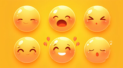 Fototapeta premium Vector Emoji Set with Different Reactions for Social Networks Isolated on White Background. Modern Emoticons Collection in Flat Style Design