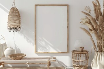 Poster Frame Mockup in Nomadic Boho Style created with Generative AI