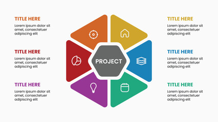 infographic template polygon shape with 6 option and icons