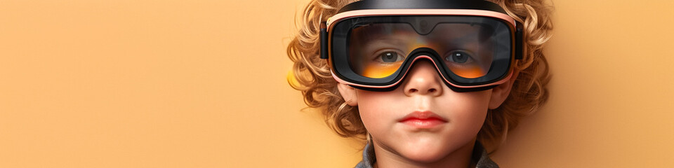 child 3 year's old with virtual reality sunglass