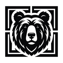 bear head face logo vector illustration minimalist design template. also can use for t- shirt, emblem, tattoo and more
