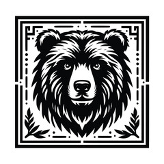 bear head face logo vector illustration minimalist design template. also can use for t- shirt, emblem, tattoo and more