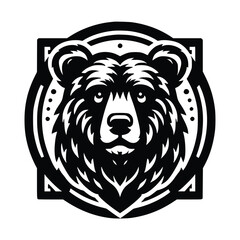 bear head face logo vector illustration minimalist design template. also can use for t- shirt, emblem, tattoo and more