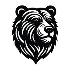 bear head face logo vector illustration minimalist design template. also can use for t- shirt, emblem, tattoo and more